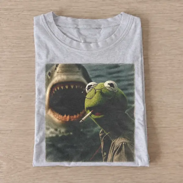Frog shark selfie t shirt gray20frog shark selfie.webp