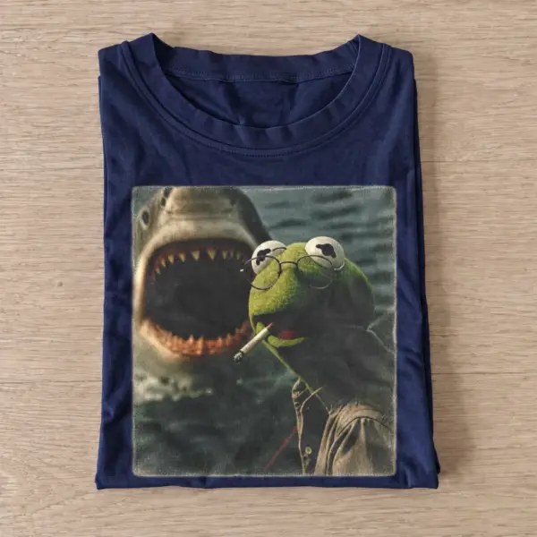 Frog shark selfie t shirt navy20frog shark selfie.webp