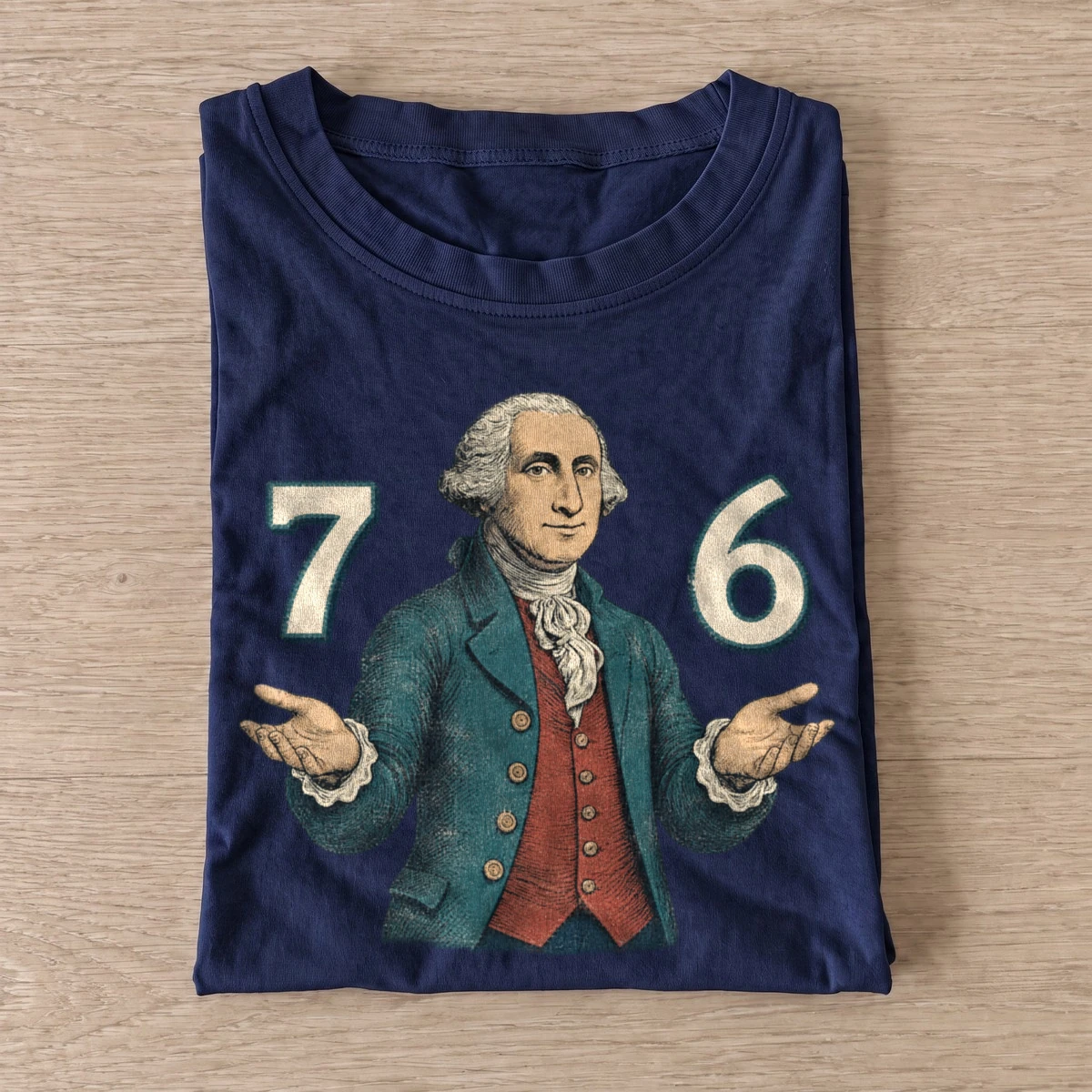 George washington 76 shrug t shirt navy20seventy six shrug.webp