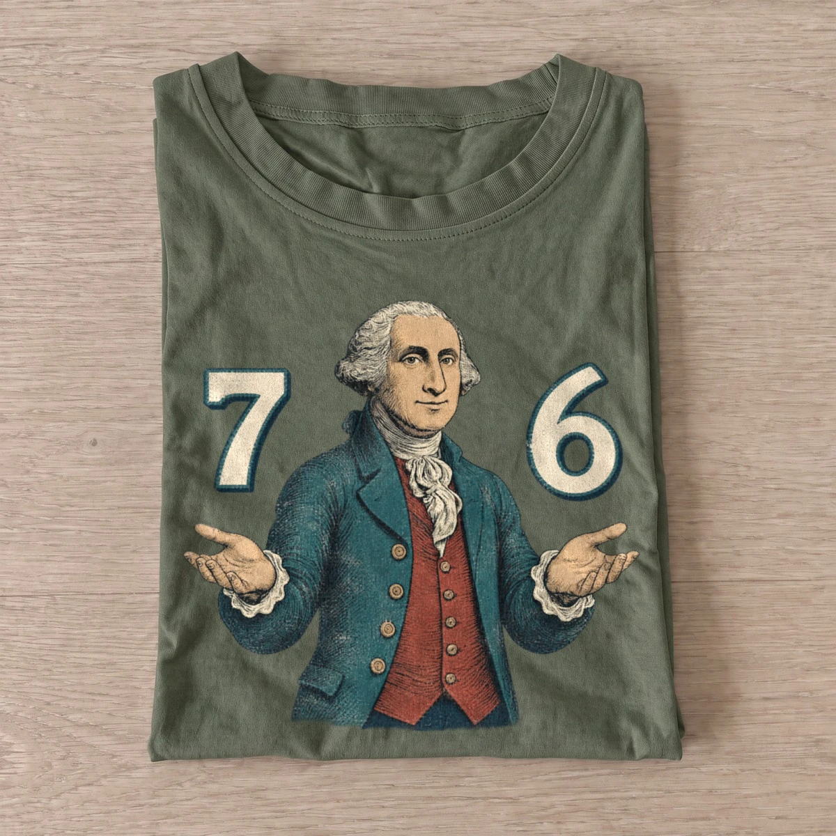 George washington 76 shrug t shirt olive20seventy six shrug.webp