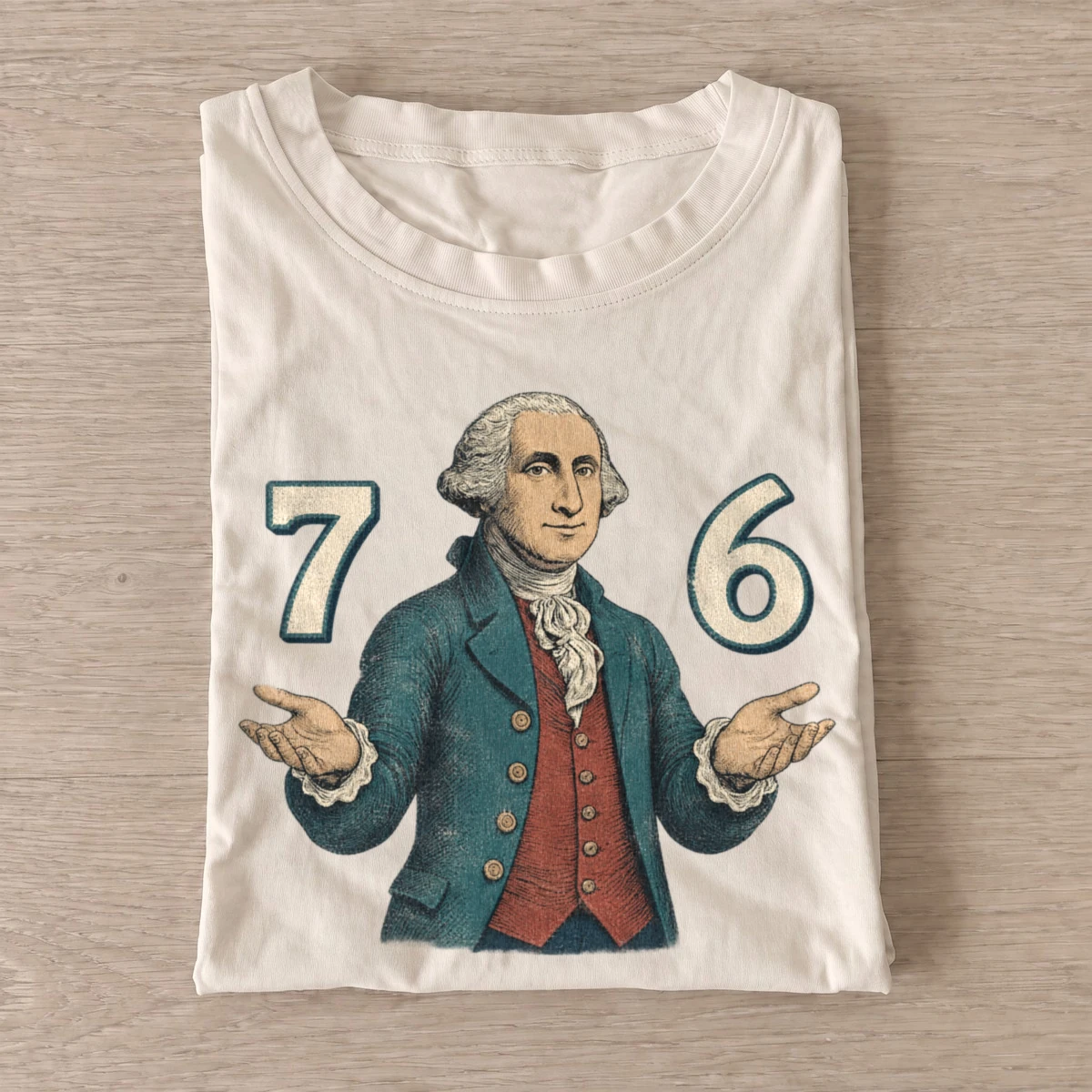 George washington 76 shrug t shirt sand20seventy six shrug.webp