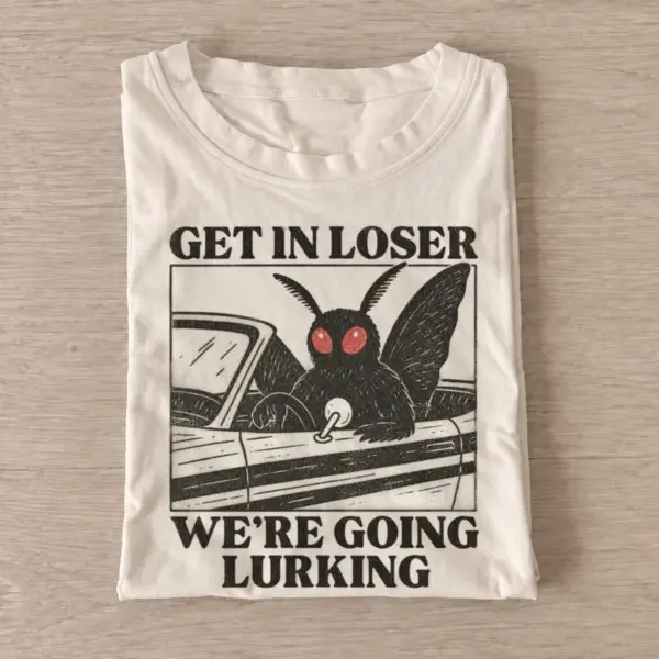 Get in loser were going lurking mothman t shirt sand20mothman lurking.webp
