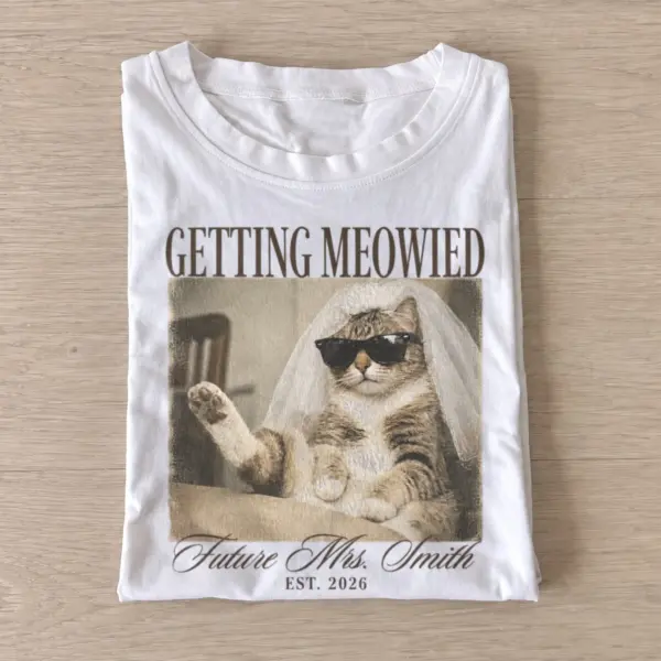 Getting meowied bride cat t shirt white20getting meowied.webp