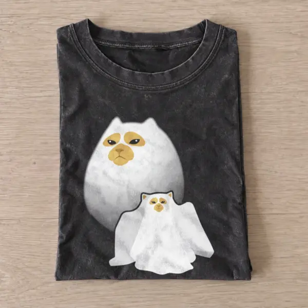 Ghost cat duo vintage t shirt washed20black20ghost cat duo.webp