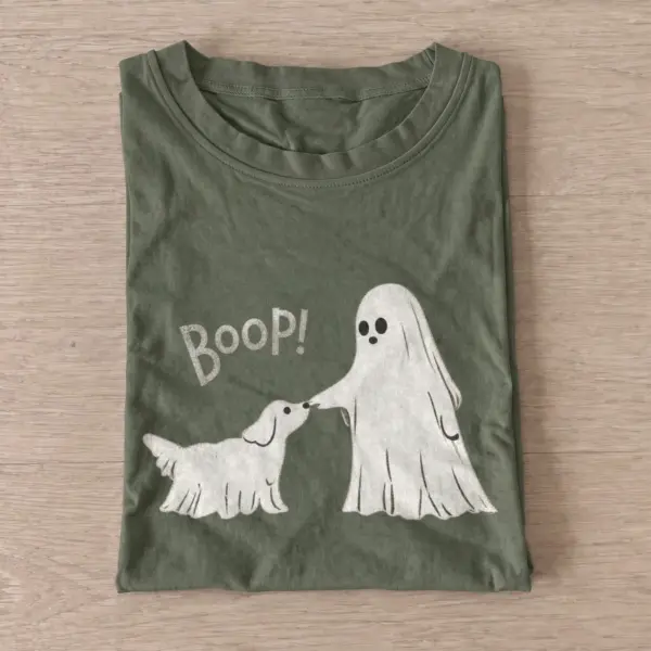 Ghost dog boop halloween t shirt olive20ghost dog boop.webp