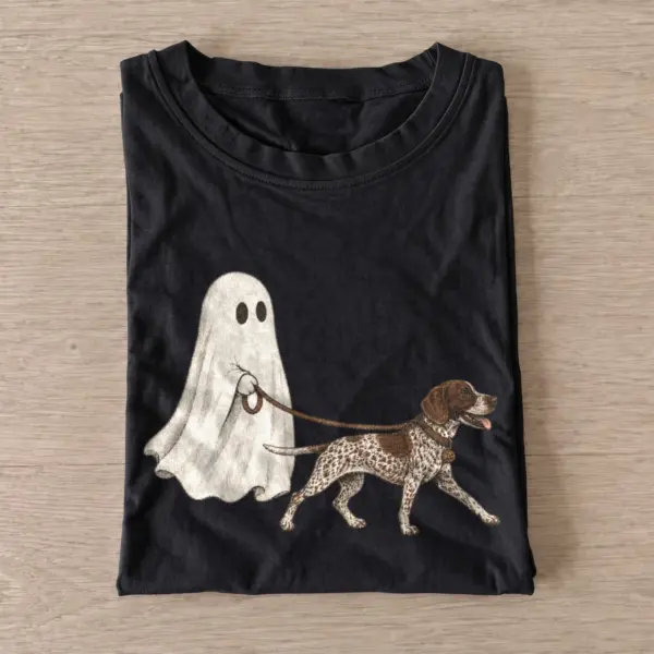 Ghost walking dog t shirt black20ghost walking poodle.webp