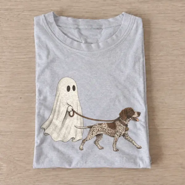 Ghost walking dog t shirt gray20ghost walking poodle.webp