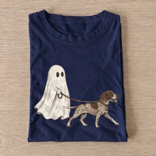 Ghost walking dog t shirt navy20ghost walking poodle.webp