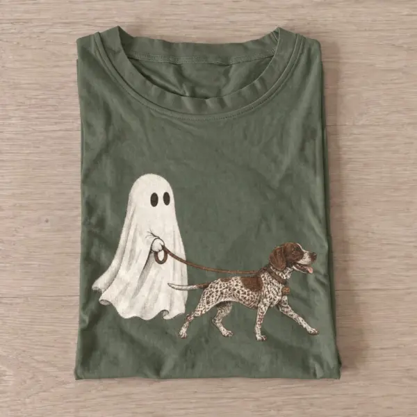 Ghost walking dog t shirt olive20ghost walking poodle.webp