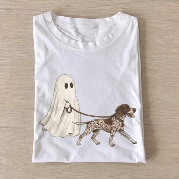 Ghost walking dog t shirt white20ghost walking poodle.webp
