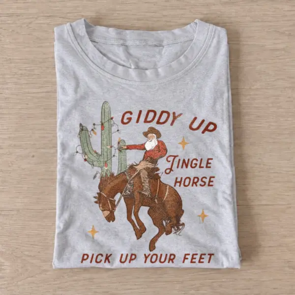 Giddy up jingle horse cowboy t shirt gray20jingle horse cowboy.webp