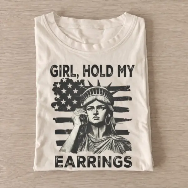 Girl hold my earrings statue of liberty t shirt sand20liberty hold earrings.webp