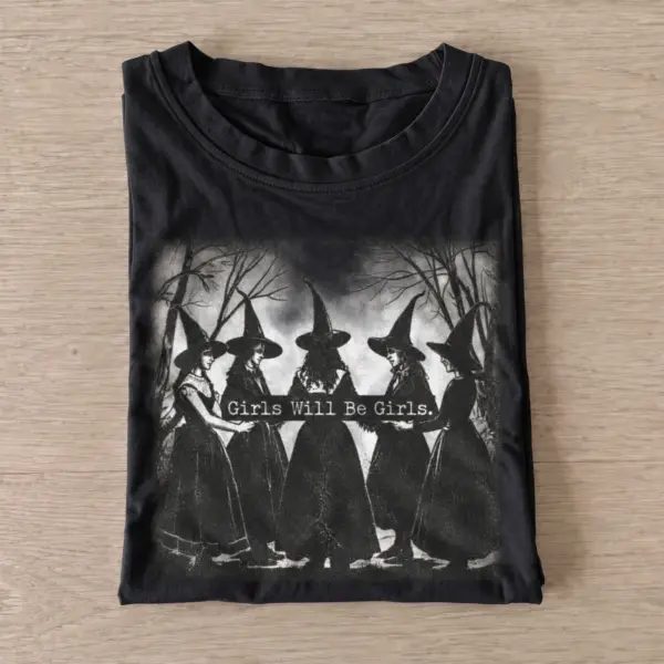 Girls will be girls forest witch circle t shirt black20forest witch circle.webp