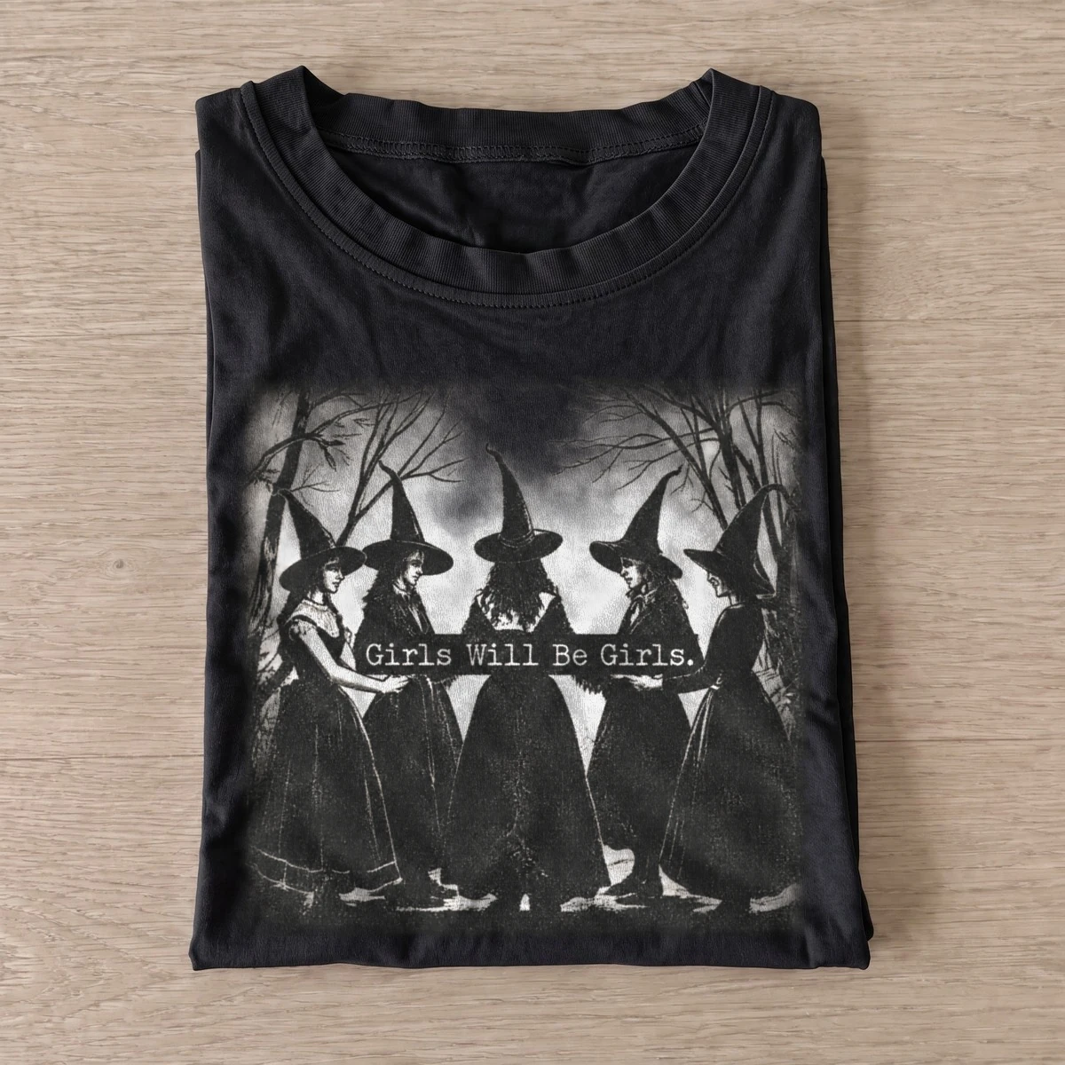 Girls will be girls forest witch circle t shirt black20forest witch circle.webp