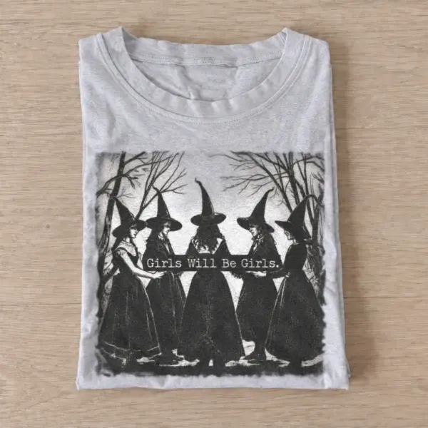 Girls will be girls forest witch circle t shirt gray20forest witch circle.webp