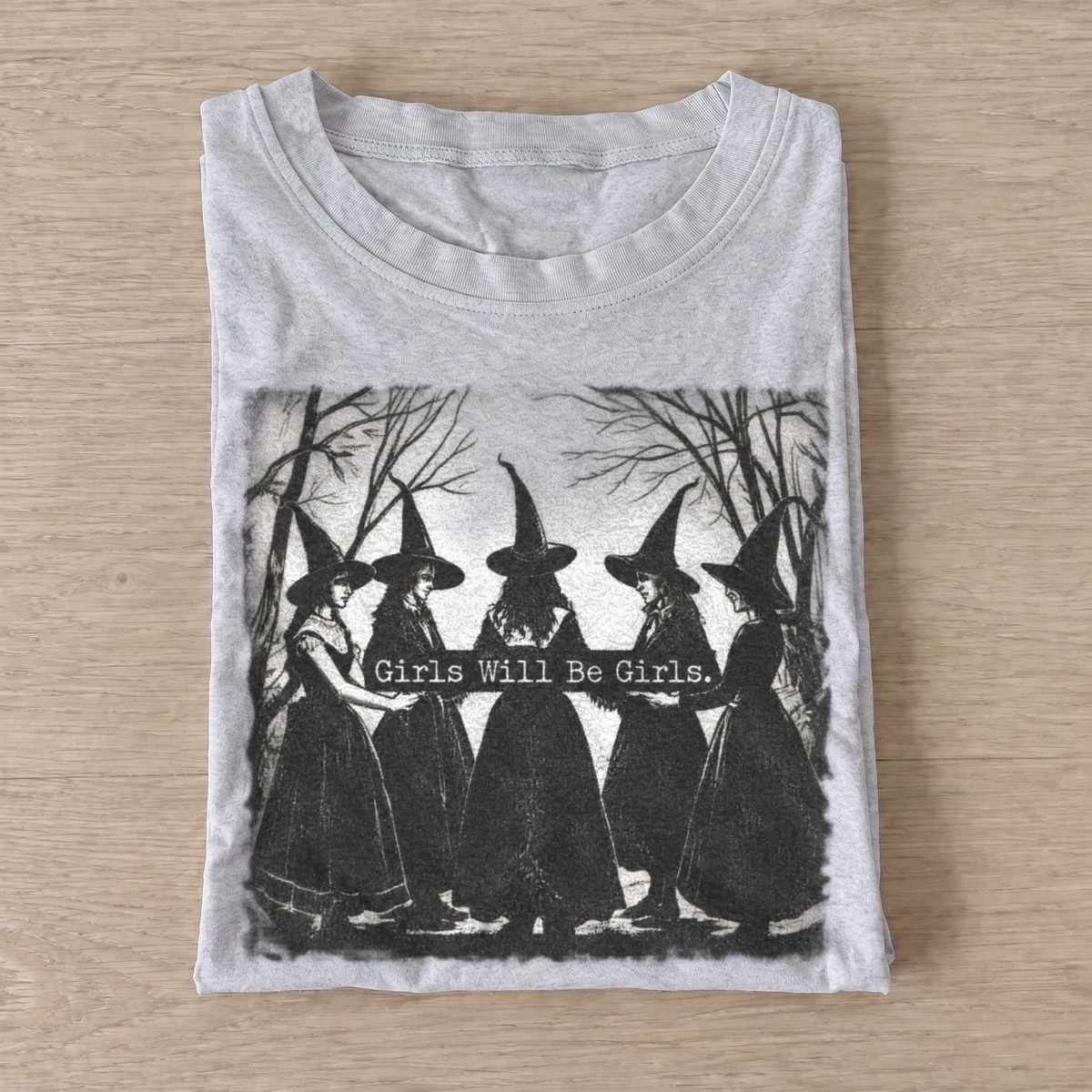 Girls will be girls forest witch circle t shirt gray20forest witch circle.webp