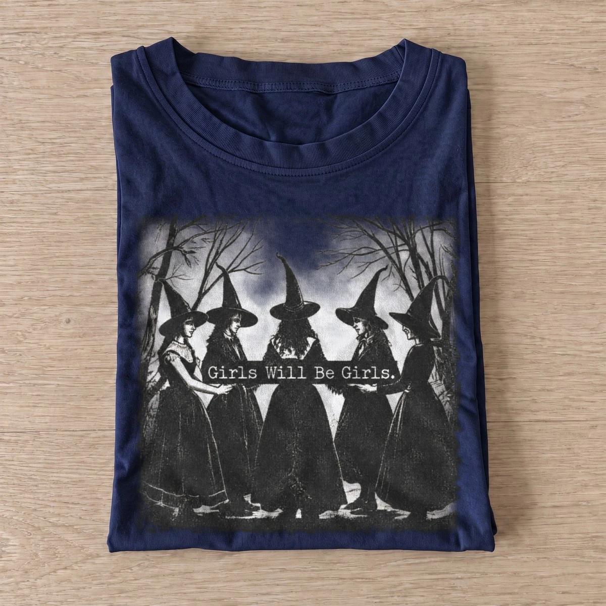 Girls will be girls forest witch circle t shirt navy20forest witch circle.webp
