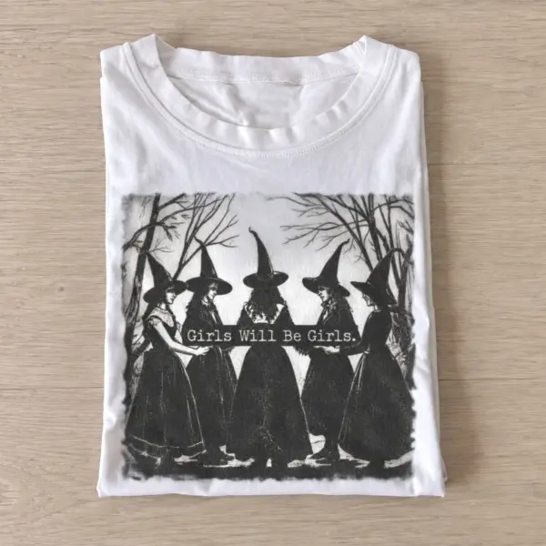 Girls will be girls forest witch circle t shirt white20forest witch circle.webp