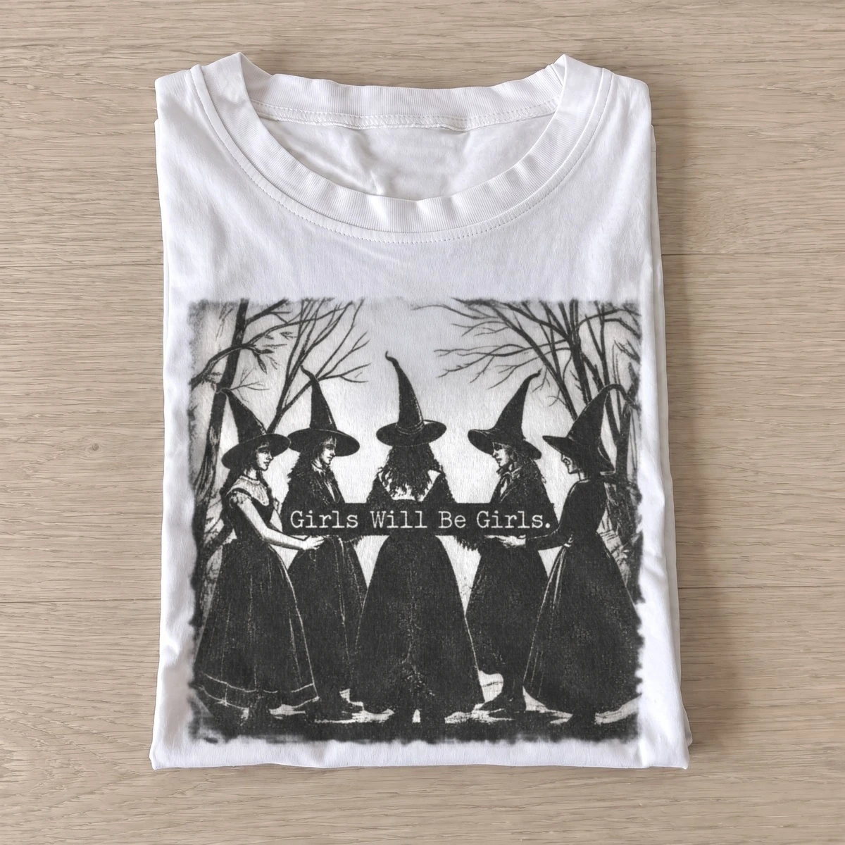 Girls will be girls forest witch circle t shirt white20forest witch circle.webp