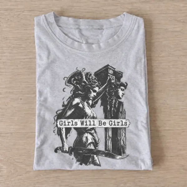 Girls will be girls medusa t shirt gray20fierce medieval women.webp