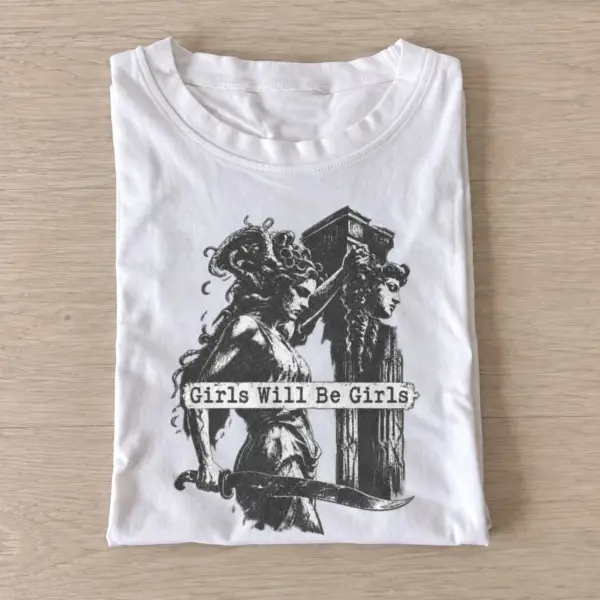 Girls will be girls medusa t shirt white20fierce medieval women.webp
