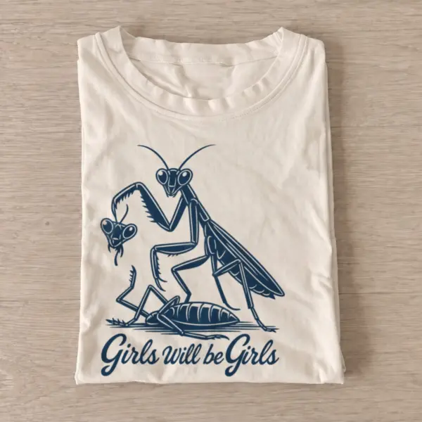 Girls will be girls praying mantis t shirt sand20blue mantis girls.webp