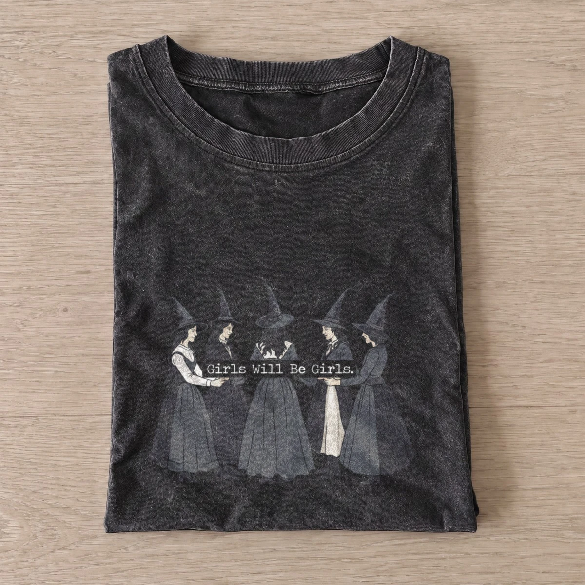 Girls will be girls vintage t shirt washed20black20girls will be girls.webp