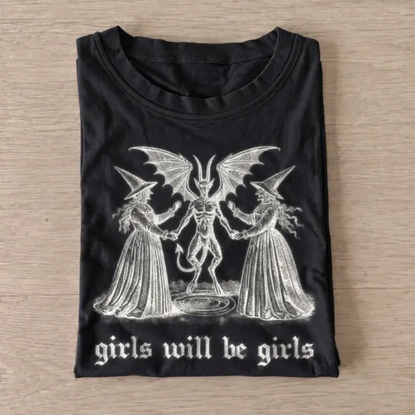 Girls will be girls witches and winged demon t shirt black20witches and winged demon.webp