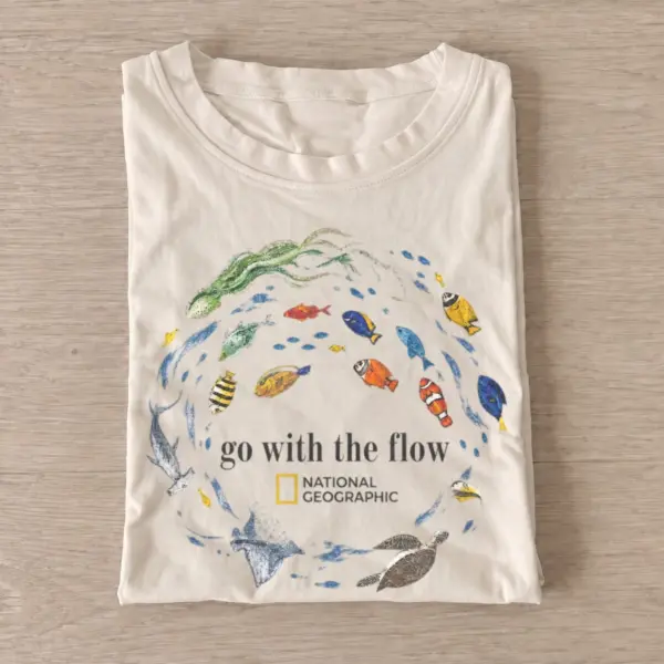 Go with the flow fish t shirt sand20go with fish flow.webp