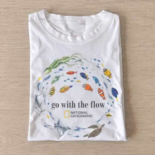 Go with the flow fish t shirt white20go with fish flow.webp