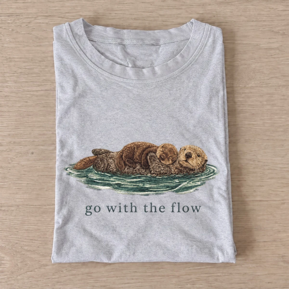 Go with the flow otters t shirt gray20flow with otters.webp