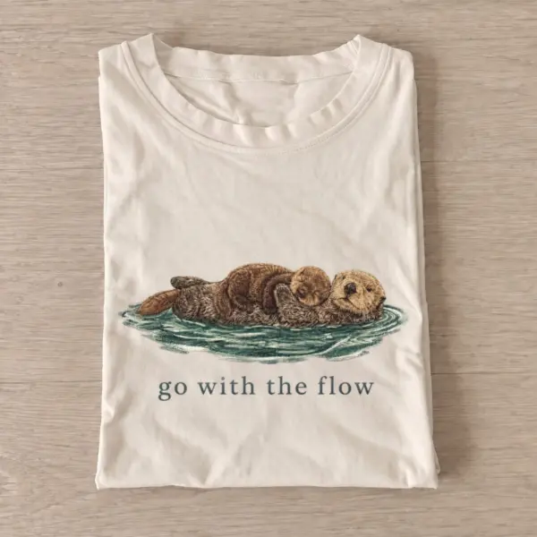 Go with the flow otters t shirt sand20flow with otters.webp