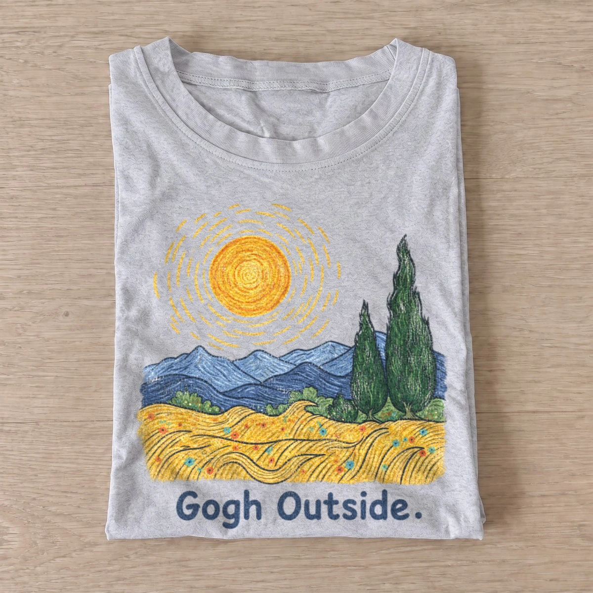 Gogh outside sunny field t shirt gray20sunny field outdoors.webp