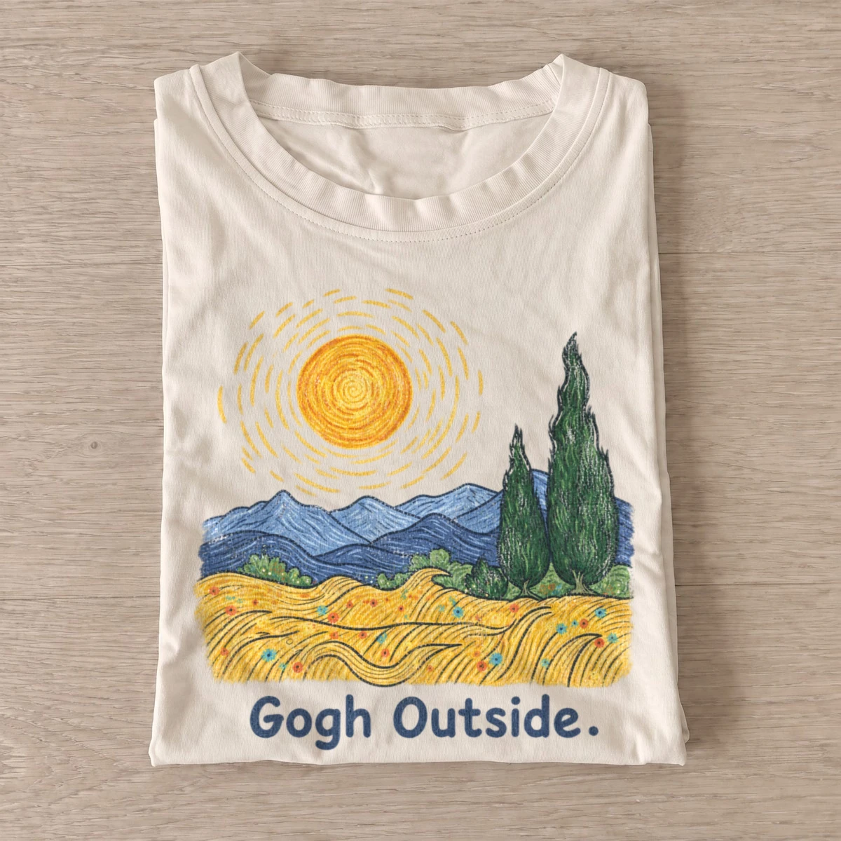 Gogh outside sunny field t shirt sand20sunny field outdoors.webp