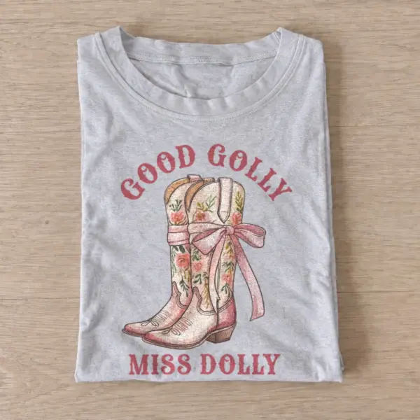 Good golly miss dolly floral cowgirl boots t shirt gray20floral cowgirl boots.webp