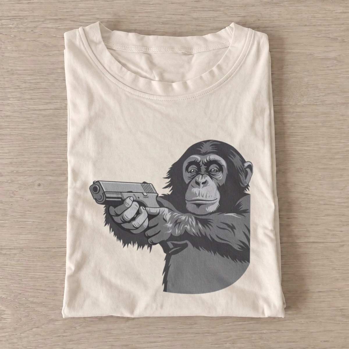 Gray chimp pistol t shirt sand20gray chimp pistol.webp