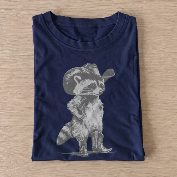 Gray cowboy raccoon t shirt navy20gray cowboy raccoon.webp