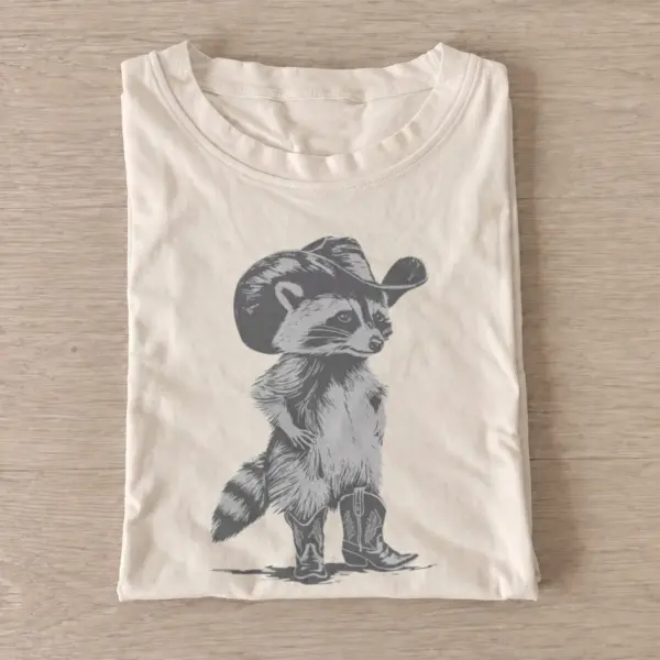 Gray cowboy raccoon t shirt sand20gray cowboy raccoon.webp