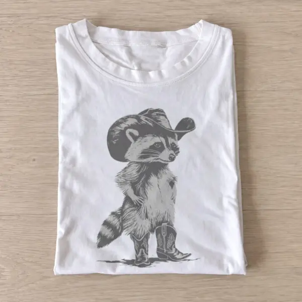 Gray cowboy raccoon t shirt white20gray cowboy raccoon.webp