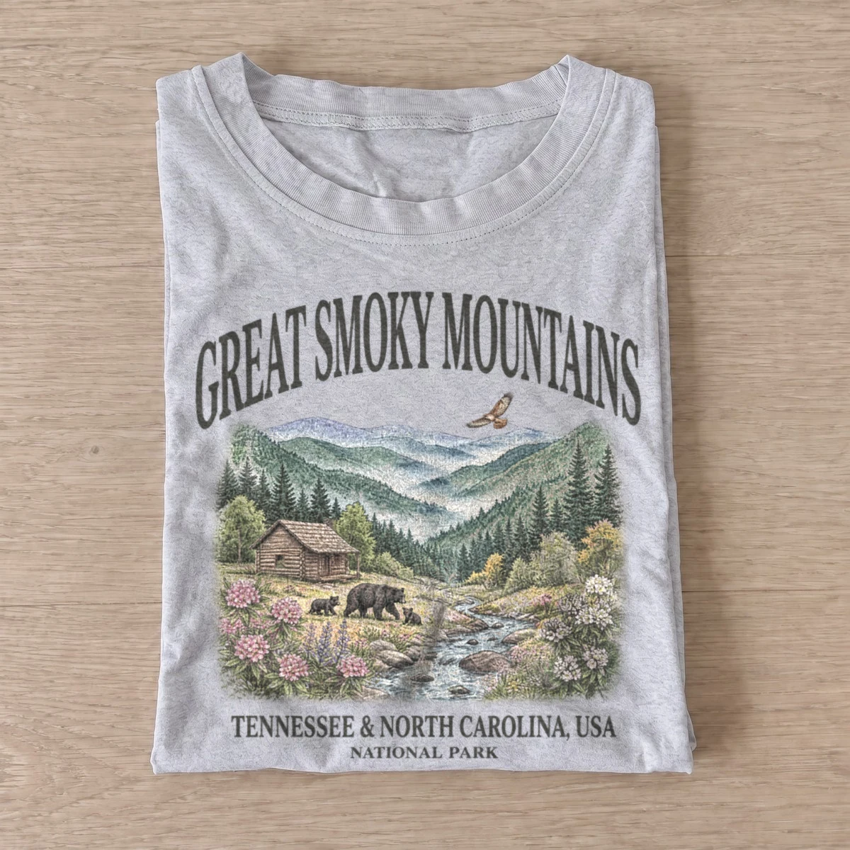 Great smoky mountains national park cabin t shirt gray20smoky mountain cabin.webp
