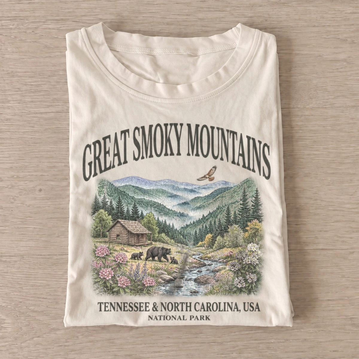 Great smoky mountains national park cabin t shirt sand20smoky mountain cabin.webp