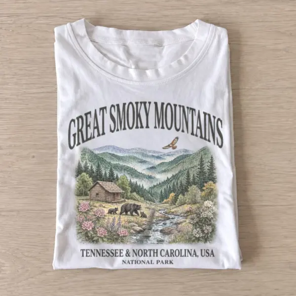 Great smoky mountains national park cabin t shirt white20smoky mountain cabin.webp