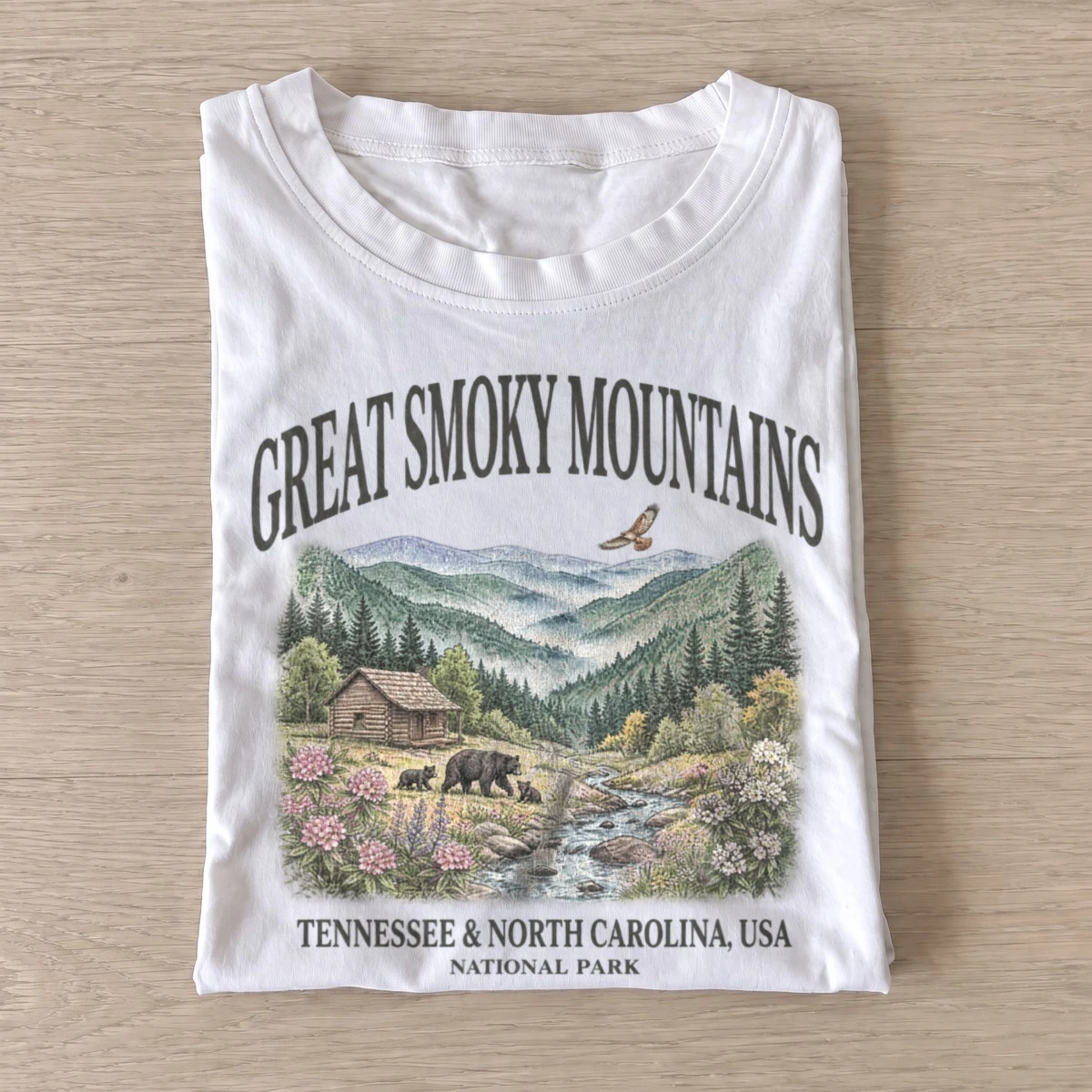 Great smoky mountains national park cabin t shirt white20smoky mountain cabin.webp