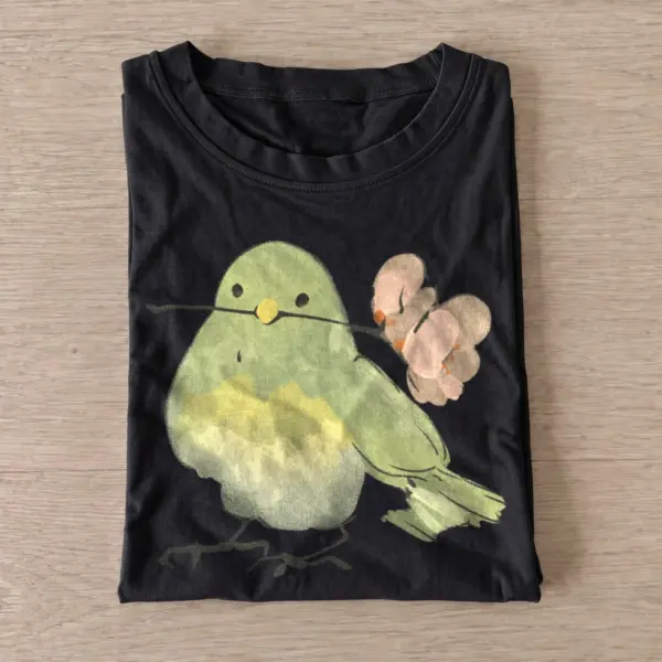 Green blossom bird t shirt black20green blossom bird.webp