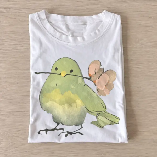 Green blossom bird t shirt white20green blossom bird.webp