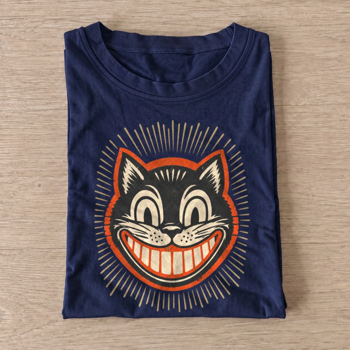 Grinning black cat t shirt navy20grinning black cat.webp