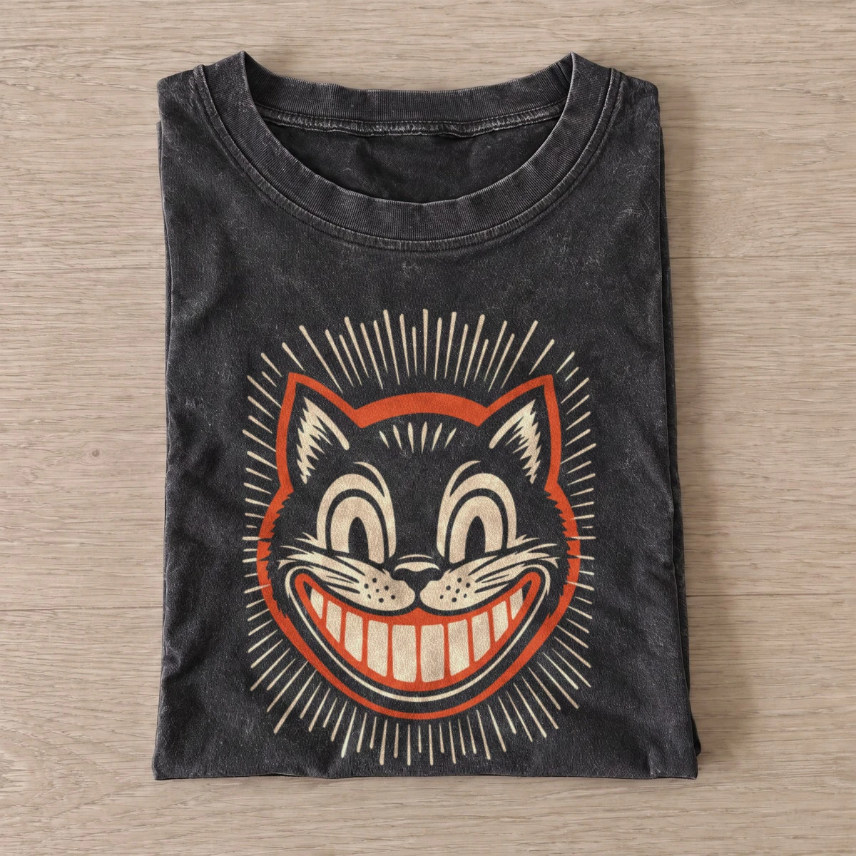 Grinning cat vintage t shirt washed20black20grinning cat.webp
