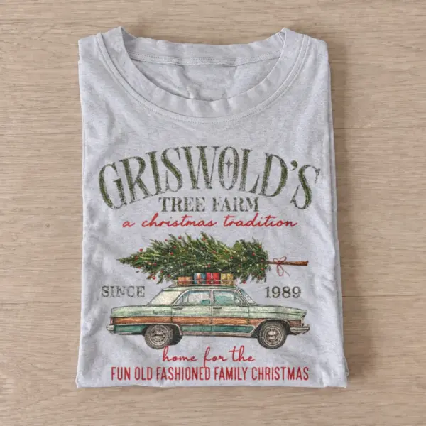 Griswolds tree farm christmas wagon t shirt gray20christmas tree wagon.webp