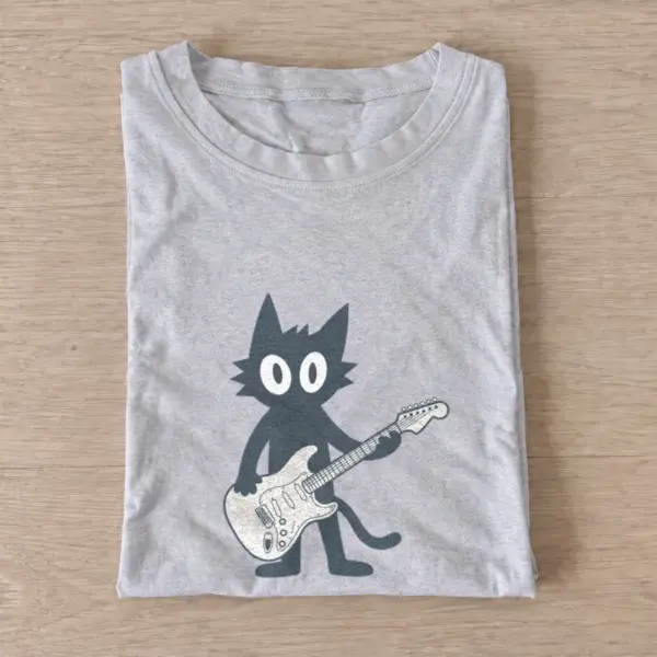 Guitar cat t shirt gray20guitar cat.webp