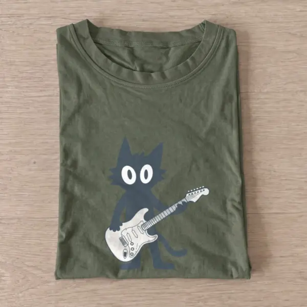 Guitar cat t shirt olive20guitar cat.webp